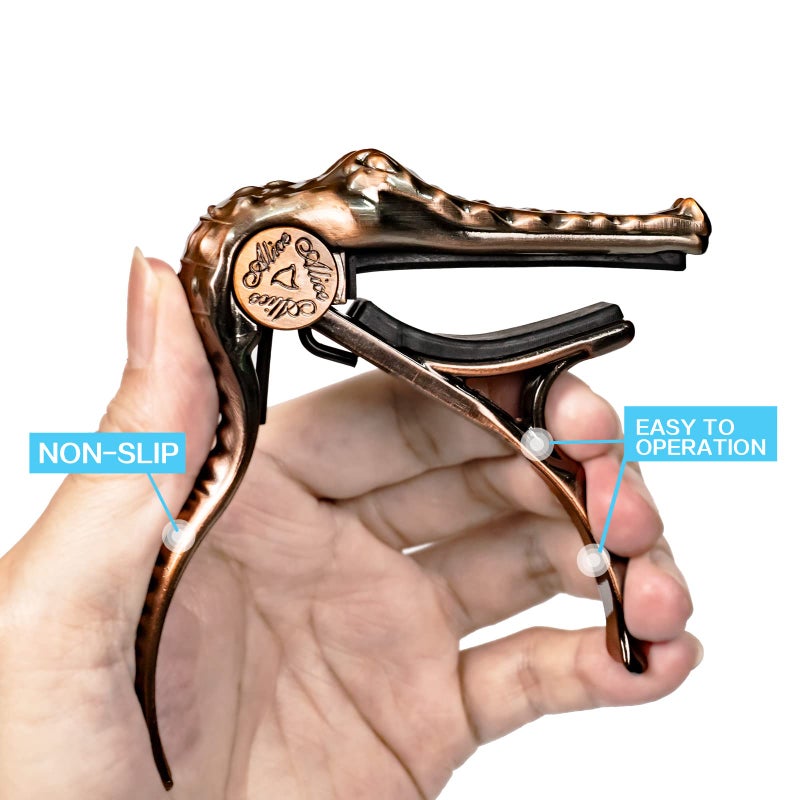 Alice Guitar Capo for Acoustic and Electric Guitars - Alligator Shape Aluminum Alloy Acoustic Guitar Capo with Clamshell Package - Image 5